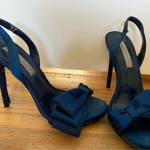 BCBGMaxAzria Blue Heels with Bow Detail